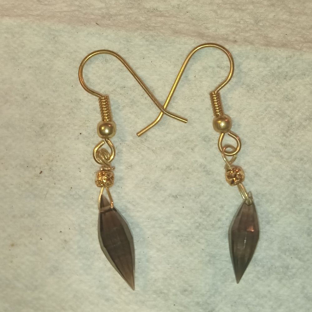 Natural Chocolate Quartz 14K Gold Vermeil Earrings